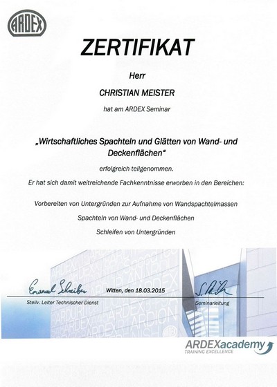 Wirtschaftliches Spachteln und Glätten von Wand- und Deckenflächen