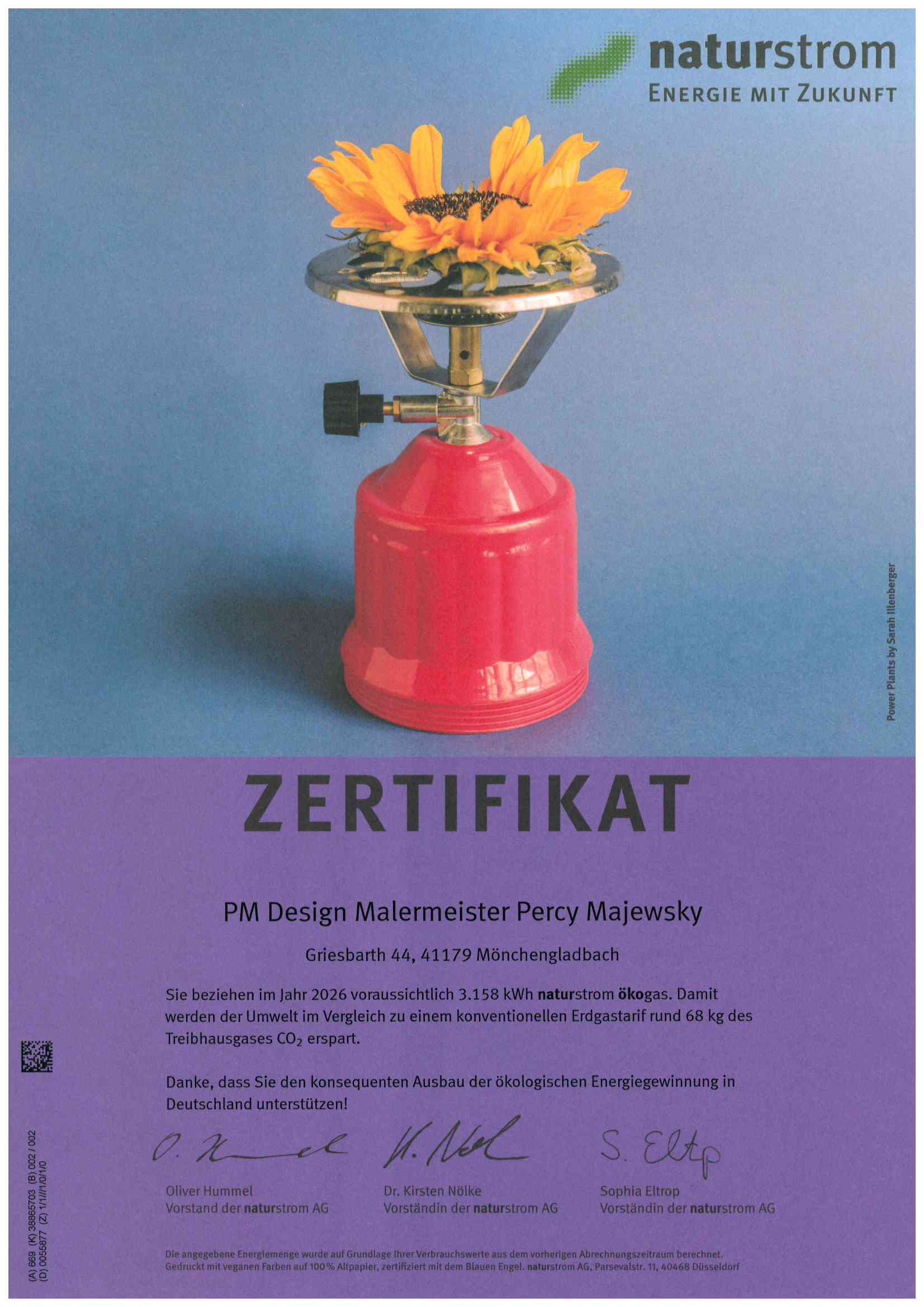 Naturstrom Zertifikat Gas